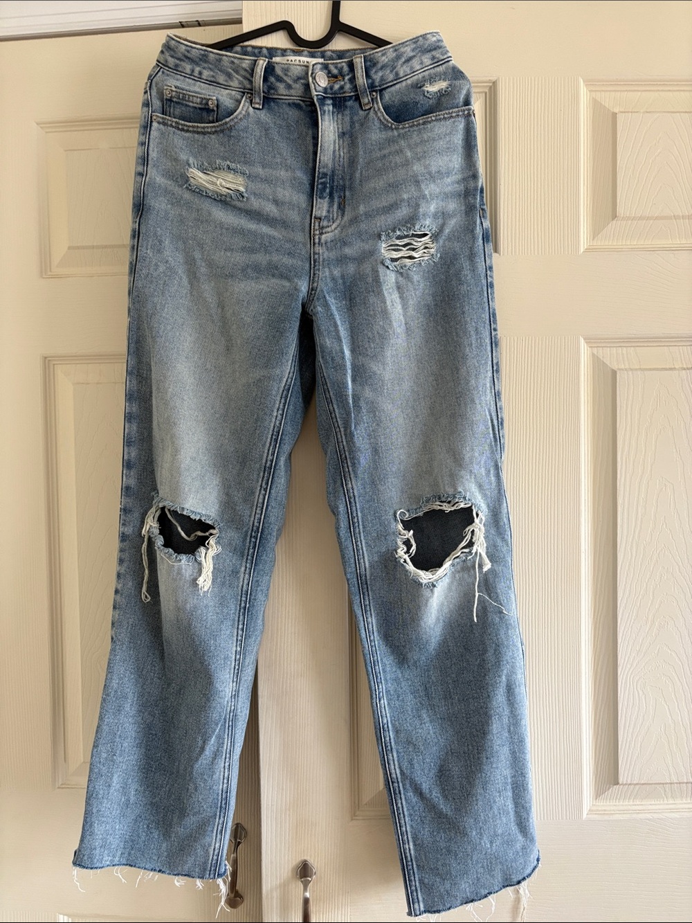 PacSun Light Blue Distressed Straight-Leg Jeans